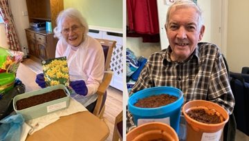 Boston care home Residents enjoy a spot of indoor gardening